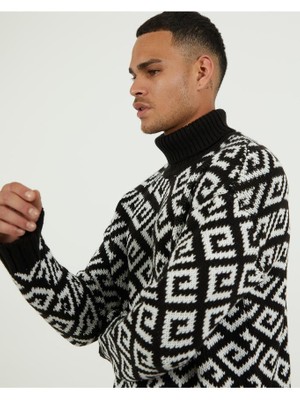 Elku Moda Oversize Balıkçıyaka Kazak Pamuklu Salaş Kesim Boğazlı Triko