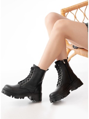 Arda Bayan Bot 868-356 Siyah Bağcıklı Fermuarlı Günlük Kadın Bot