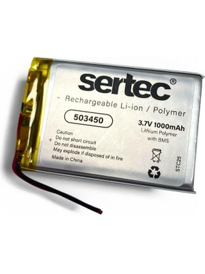 Sertec 503450 3.7V 1000MAH Li-Polymer Pil