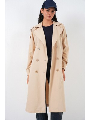 Kruvaze Yaka Trençkot 5978 - Bej