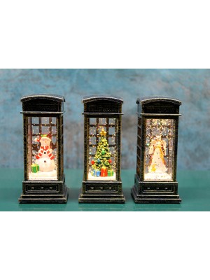 Ttt Telefon Kulübeli Işıklı Kar Küresi Siyah Tasarım