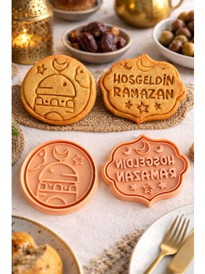 Günyan Store Hoşgeldin Ramazan ve Cami Kurabiye Kalıbı Hamur Şekillendirici 2’li Set