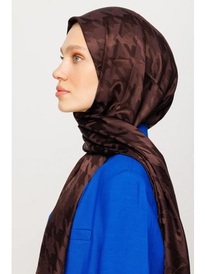 Losyana Acı Kahve Kazayağı Desen Parlak Jakar Şal