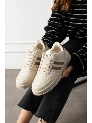 EN7 Bej Unisex Sneaker JH177 Bağcıklı Günlük Spor Ayakkabı