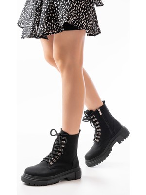 Arda Bayan Bot 812-2121 Siyah Zümrüt Bağcıklı Fermuarlı Günlük Kadın Bot