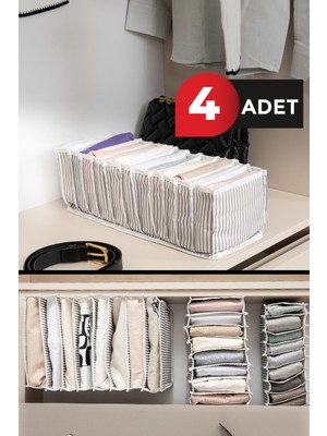 Alas 4 Adet Akordiyon M Boy 11 Bölmeli Çok Amaçlı Dolap Içi ve Çekmece Düzenleyici Cepli Organizer