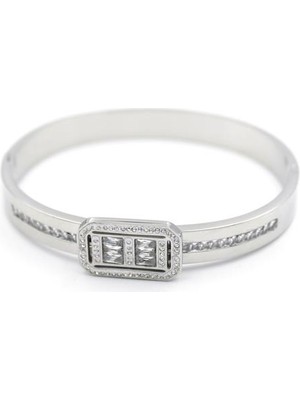 Baget Taşlı Bilezik - Gümüş