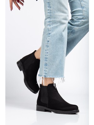 Arda Bayan Bot 165-230 Siyah Süet Lastikli Günlük Kadın Bot