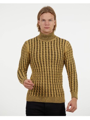 Elku Moda Erkek Siyah Boğazlı Triko Balıkçı Yaka Kazak Şık ve Sıcak Kış Stili Pamuklu Triko Boğazlı Kazak