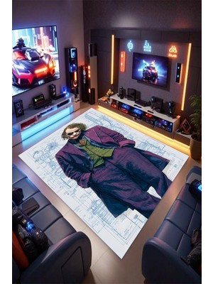 Reyhani Joker Kaymaz Taban Makinede Yıkanabilir Gaming Oyuncu Gamer Genç Odası Halısı