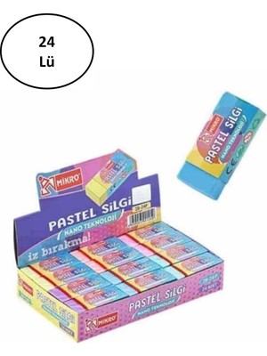 Mikro 24'lü Pastel Silgi 2B Kalem Ucu Boyutuyla Renkli Kırtasiye Ürünü