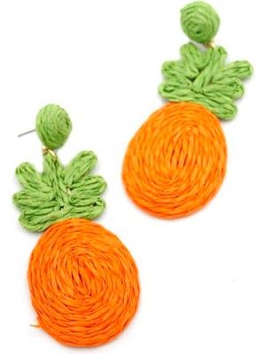 Ananas Hasır Küpe - Turuncu