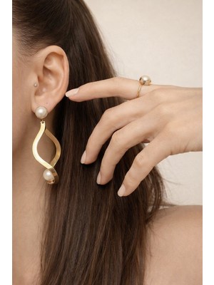 Feyz Tasarım Dalga Inci Küpe