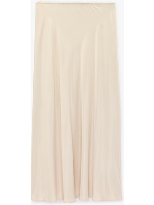 Koton Standart Bel Slim Fit Midi Saten Etek