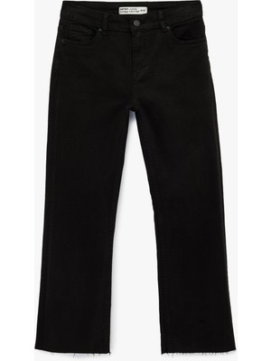 Koton Pamuklu Cepli Düğmeli Ispanyol Paça Crop Jean Pantolon -  Kick Flare Jeans