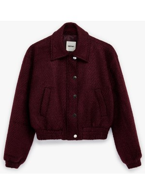 Koton Uzun Kollu Fermuarlı Cepli Tüvit Bomber Ceket