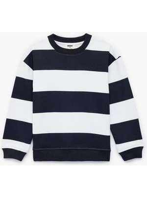 Koton Bisiklet Yaka Uzun Kollu Çizgili Sweatshirt