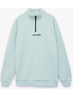 Koton Uzun Kollu Yarım Fermuarlı Dik Yaka Sweatshirt