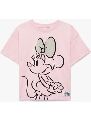 Koton Pamuklu Minnie Mouse Baskılı Lisanslı Kısa Kollu Tişört