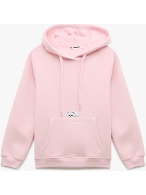 Koton Kanguru Cepli Kapüşonlu Uzun Kollu Kedi Baskılı Sweatshirt