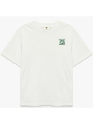 Koton Pamuklu Baskılı Kısa Kollu Bisiklet Yaka Oversize Tişört