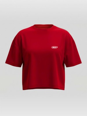 Broco Kadın Oversize Basic Yumuşak Kumaş Basic Crop T-Shirt