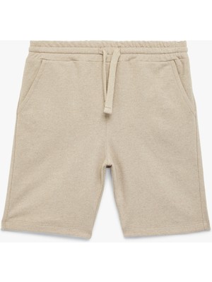 Koton Cepli Beli Bağcıklı Basic Şort Erkek Çocuk Pamuk Karışımlı Desensiz Rahat Kesim