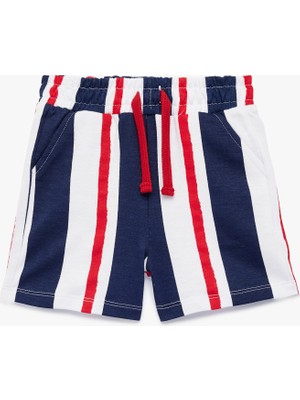 Koton Pamuklu Cepli Beli Bağcıklı Çizgili Şort