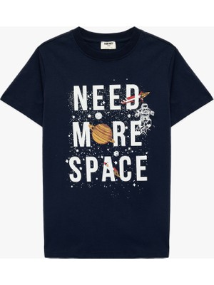 Koton Baskılı Kısa Kollu Bisiklet Yaka Pamuklu Tişört