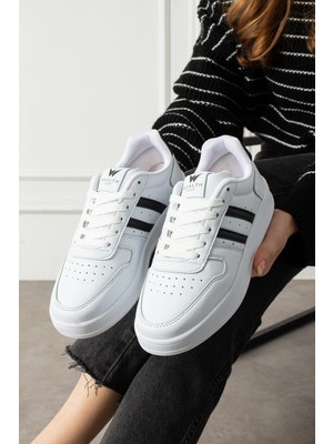 EN7 Beyaz Siyah Unisex Sneaker JH177 Bağcıklı Günlük Spor Ayakkabı