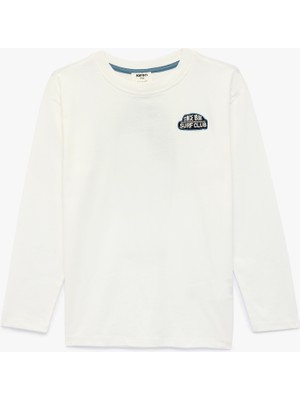 Koton Pamuklu Baskılı Bisiklet Yaka Uzun Kollu Tişört