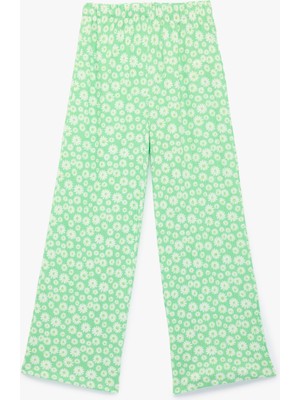 Koton Beli Lastikli Çiçek Desenli Geniş Paça Pantolon