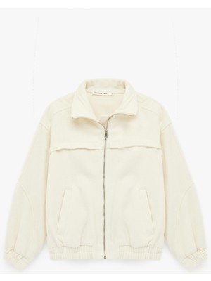 Koton Uzun Kollu Cep Detaylı Fermuarlı Oversize Ceket