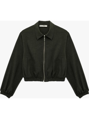 Koton Viskon Karışımlı Regular Fit Uzun Kollu Klasik Yaka Fermuarlı Gömlek