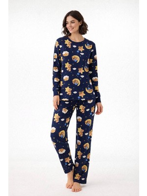 Silona Homewear Ayıcık ve Ay Detaylı Pijama Takımı
