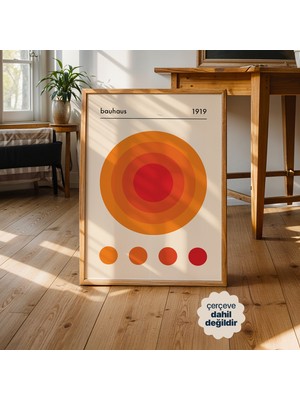Persona Istanbul Bauhaus 1919 Turuncu Geometrik Daireler - Modern Retro Duvar Sanatı Posteri (Çerçevesiz)