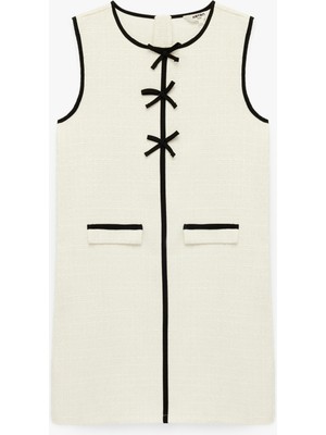 Koton Bisiklet Yaka Kolsuz Fiyonklu Tüvit Elbise