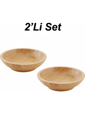 Silva Nature Bambu Mini Sunumluk Tabak | Doğal Ahşap Sos – Meze – Lokum – Atıştırmalık Servislik 7,5×2cm 2'li Set