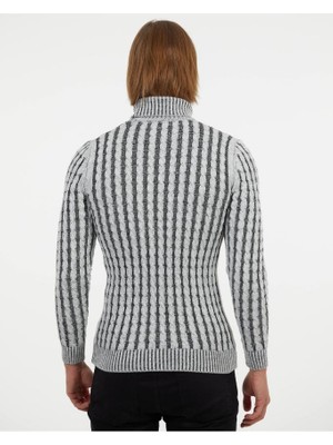 Elku Moda Erkek Siyah Boğazlı Triko Balıkçı Yaka Kazak Şık ve Sıcak Kış Stili Pamuklu Triko Boğazlı Kazak