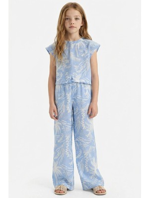 DeFacto Palazzo Geniş Bol Paça Desenli Pantolon Kız Çocuk D7612A825SM