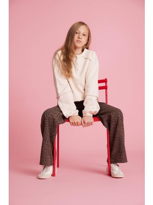 DeFacto Kız Çocuk Oversize Geniş Kalıp Bisiklet Yaka Düğmeli Sweatshirt G1712A825AU