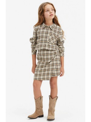 DeFacto Pamuklu Kareli Şort Etek Kız Çocuk G1899A825AU