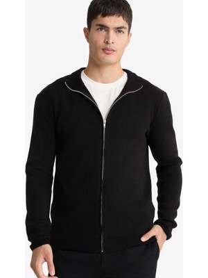 DeFacto Standart Fit Dik Yaka Fermuarlı Triko Hırka C8158AX25AU