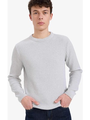 DeFacto Standart Fit Bisiklet Yaka Basic Dokulu Triko Kazak E0811AX25WN