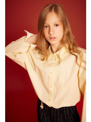 DeFacto Kız Çocuk Poplin Uzun Kollu Gömlek G3360A825WN