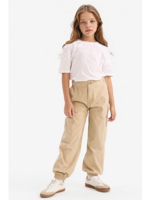 DeFacto Kız Çocuk Kargo Fit Pamuklu Pantolon D2455A825AU