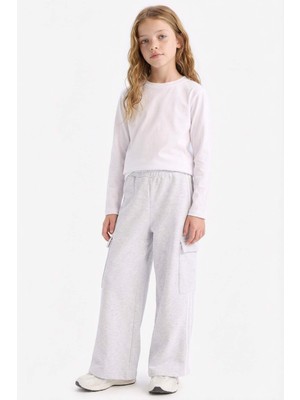 DeFacto Wide Leg Beli Lastikli Geniş Bol Paça Eşofman Altı Kız Çocuk D9251A825SP