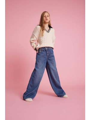 DeFacto Wide Leg Geniş Paça Jean Pantolon Kız Çocuk G3610A825AU