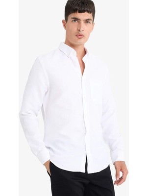 DeFacto Slim Fit Polo Yaka Dokulu Uzun Kollu Gömlek T2066AZ25AU