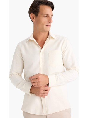 DeFacto Regular Fit Polo Yaka Pamuklu Uzun Kollu Gömlek D6100AX25SP